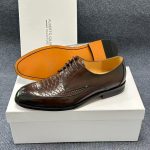 Alberto Gilardino Scale-Embossed Derby – Espresso Burnish