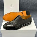 Alberto Gilardino Scale-Textured Derby – Obsidian Black